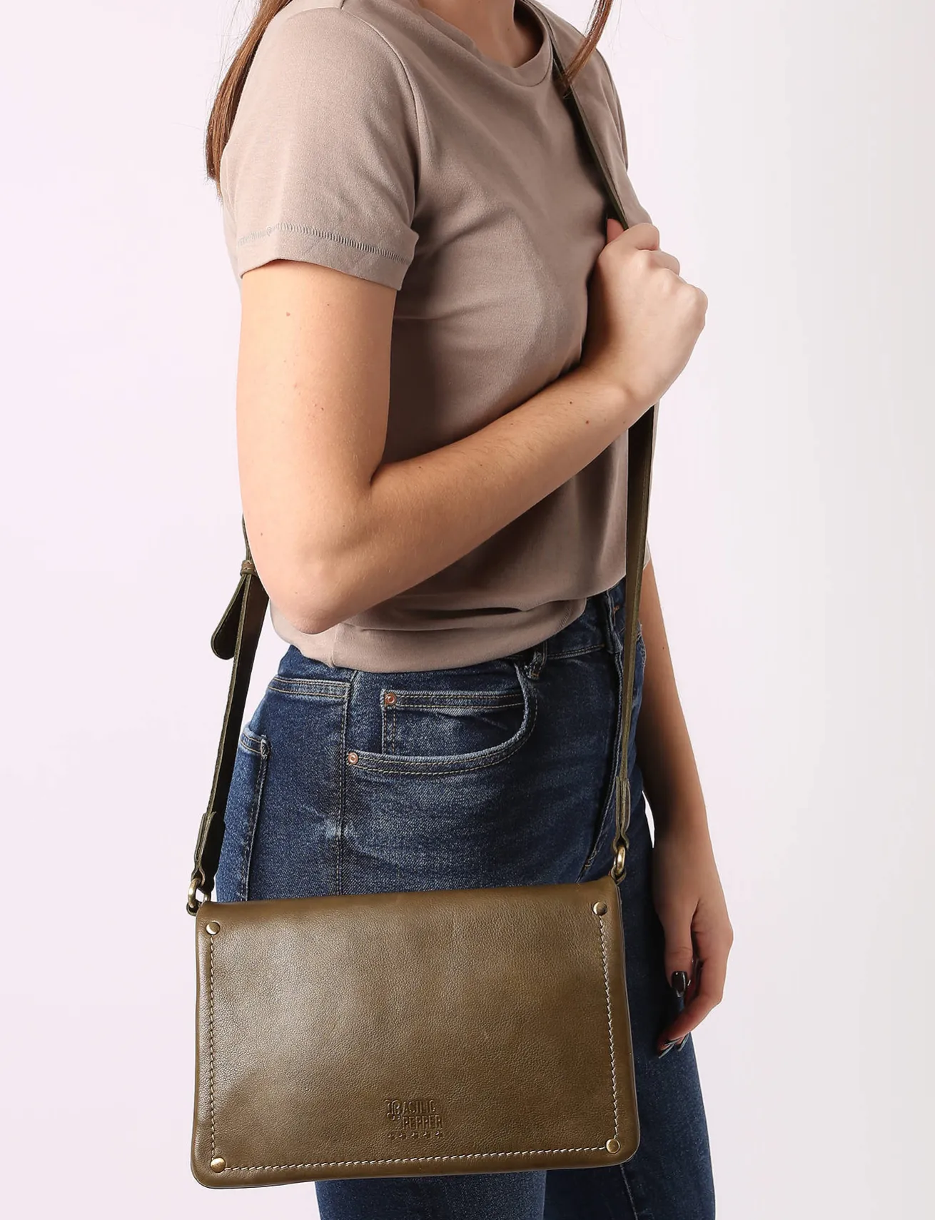 Sac bandoulière Boston cuir BASILIC PEPPER