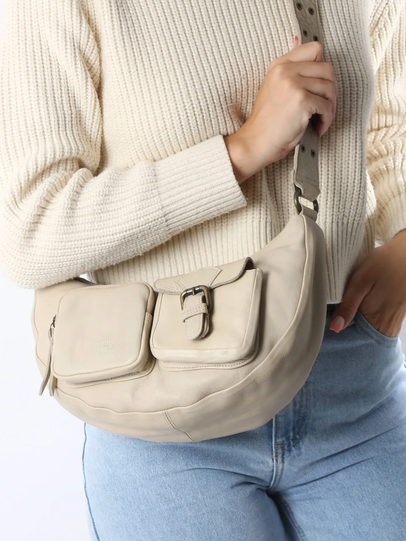 Sac bandoulière Cargo cuir BASILIC PEPPER