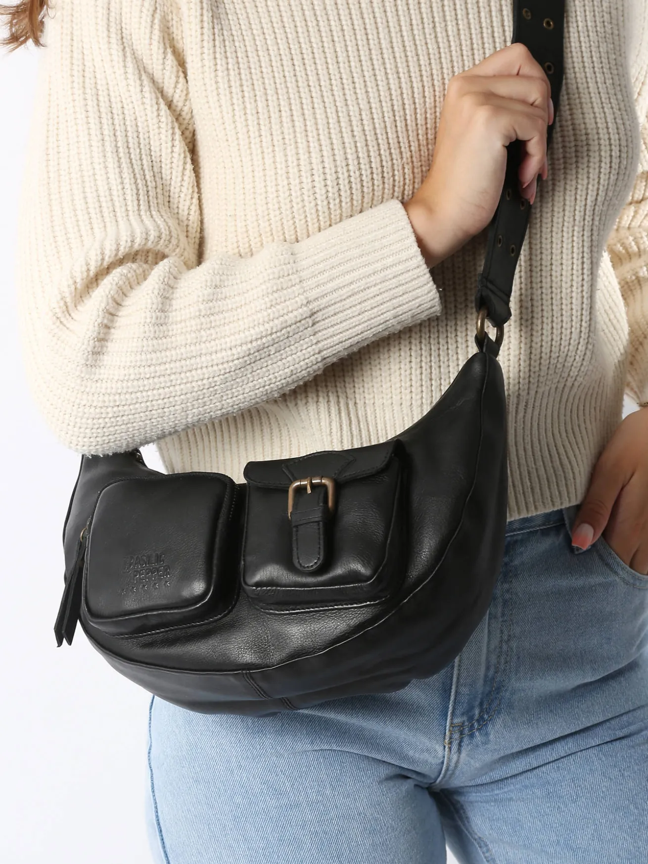 Sac bandoulière Cargo cuir BASILIC PEPPER