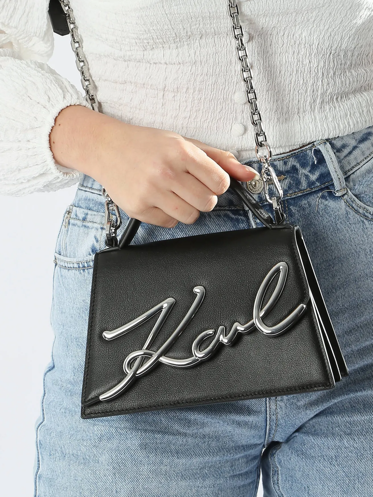 Sac bandoulière K signature cuir KARL LAGERFELD