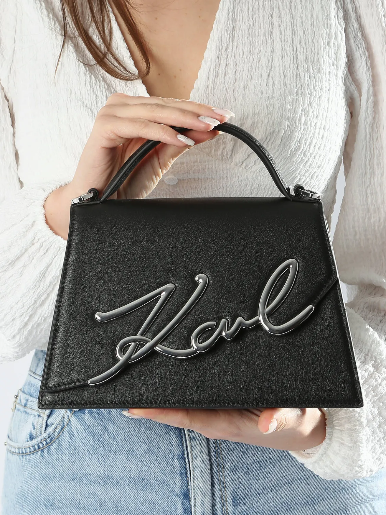 Sac bandoulière K signature cuir KARL LAGERFELD