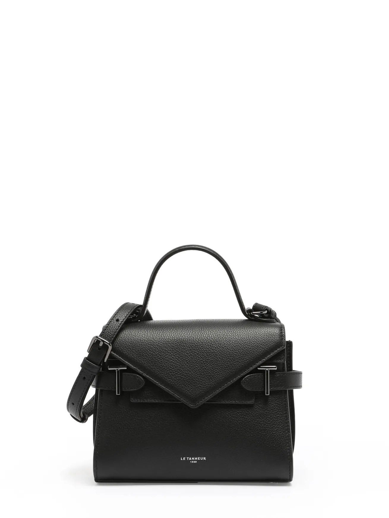 Sac bandoulière S double rabat Emilie cuir grainé LE TANNEUR