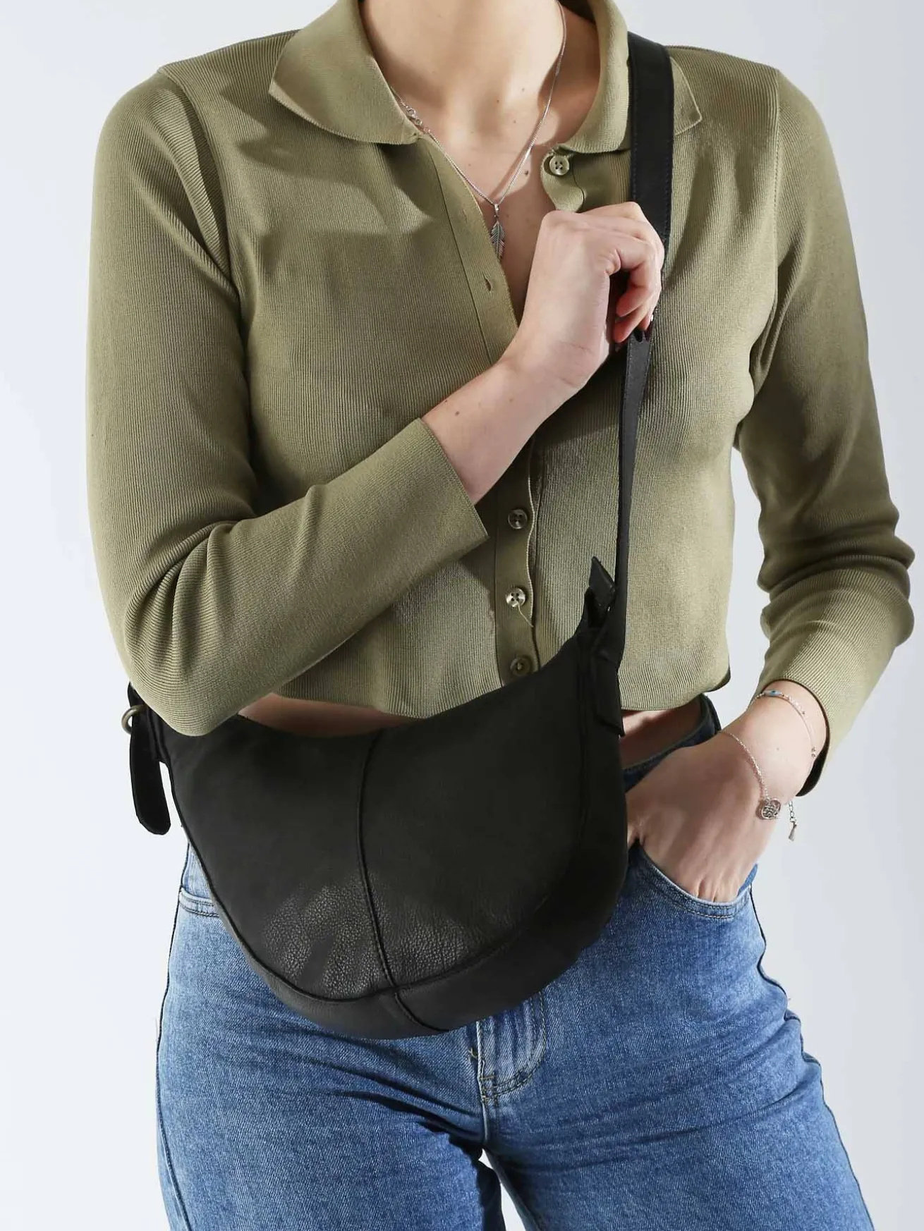 Sac bandoulière Stina cuir PIECES