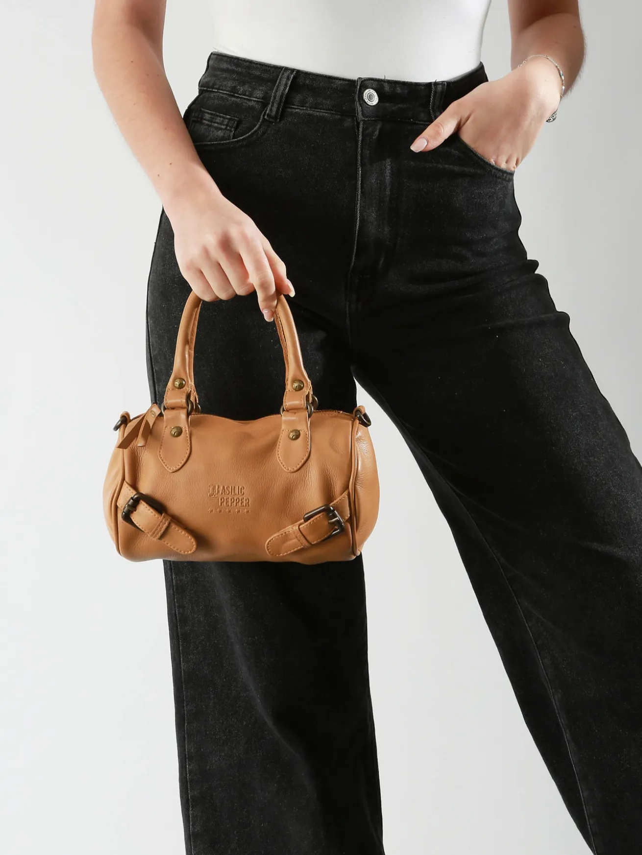 Sac bandoulière Strappy cuir BASILIC PEPPER
