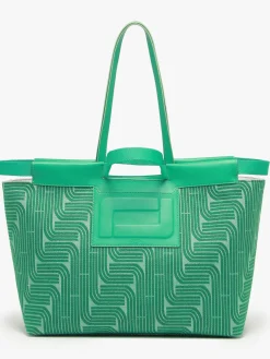 Sac cabas Camille Jacquard et cuir LANCEL