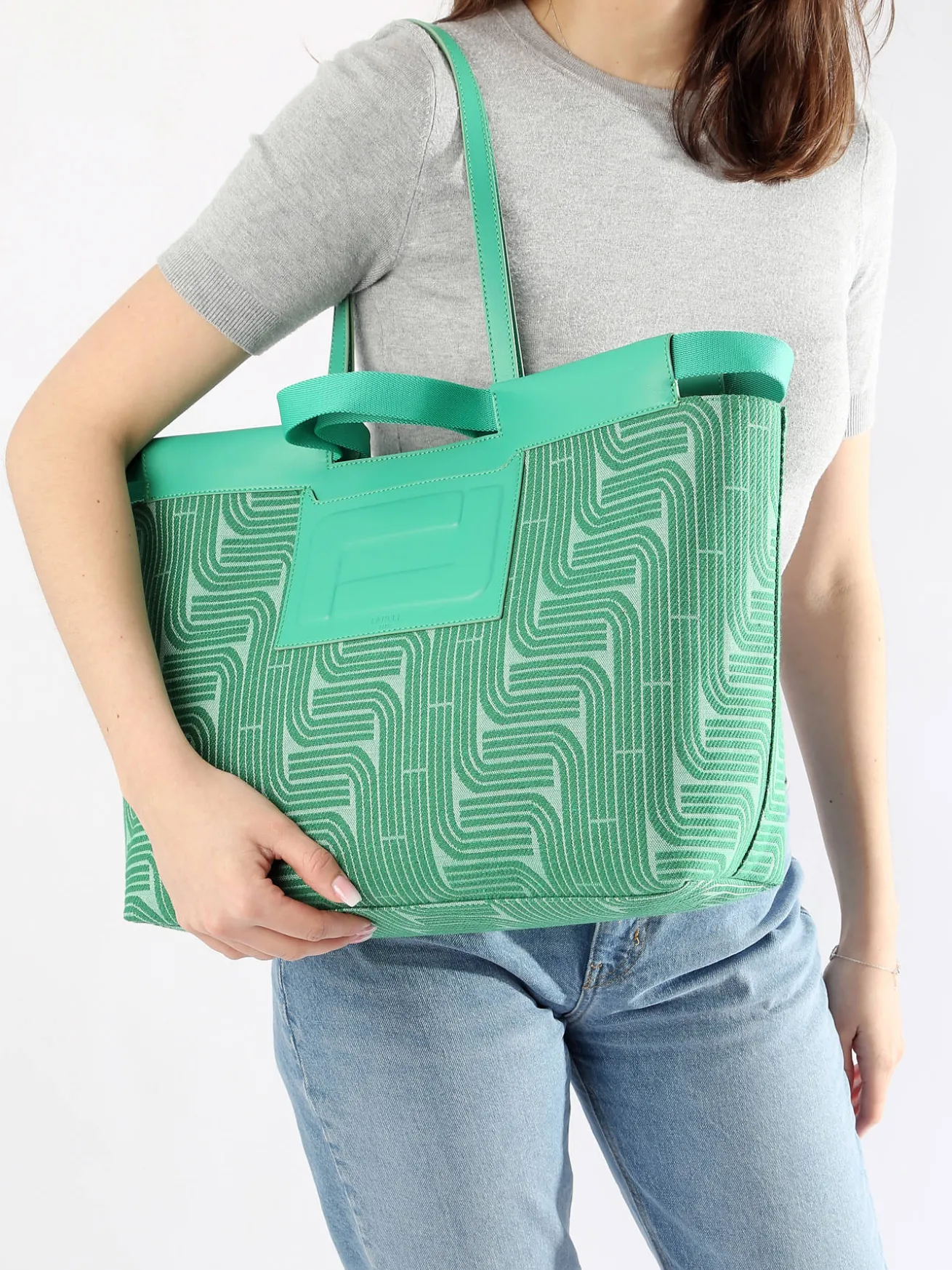 Sac cabas Camille Jacquard et cuir LANCEL
