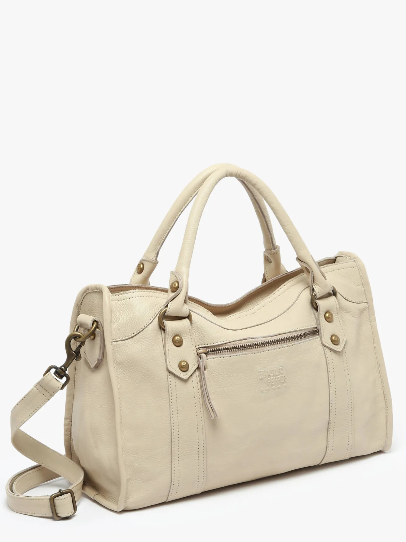 Sac porté main Cow cuir BASILIC PEPPER