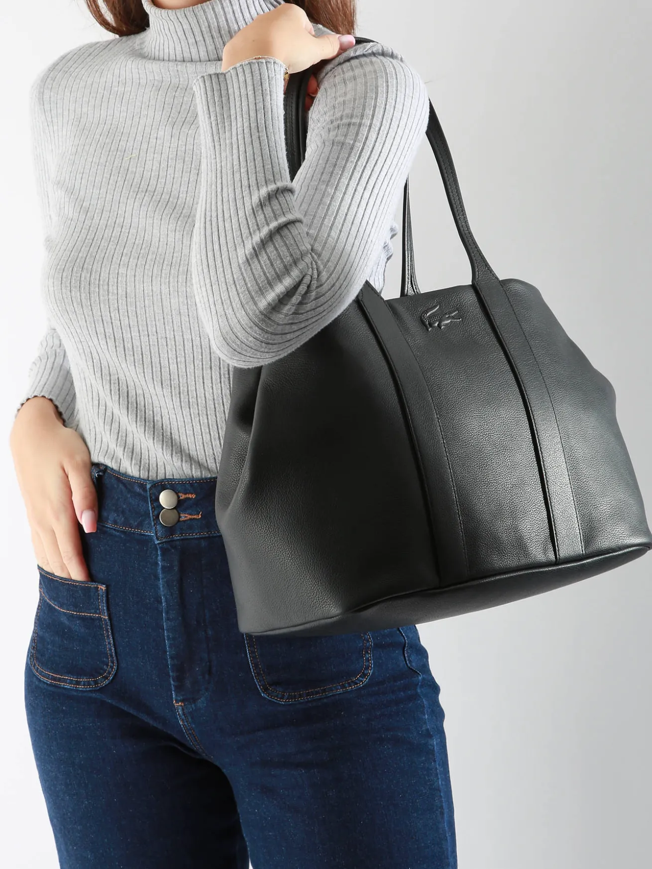 sac porté épaule City court cuir LACOSTE