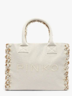 Sac porté épaule Logo shopper coton PINKO