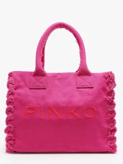 Sac porté épaule Logo shopper coton PINKO