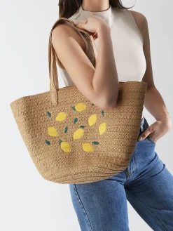 Sac porté épaule Luisa raphia PIECES