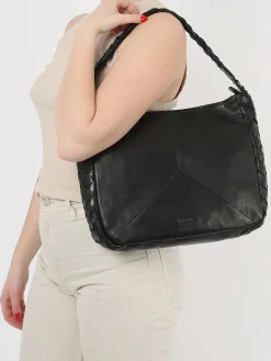 Sac porté épaule Obbo cuir BASILIC PEPPER