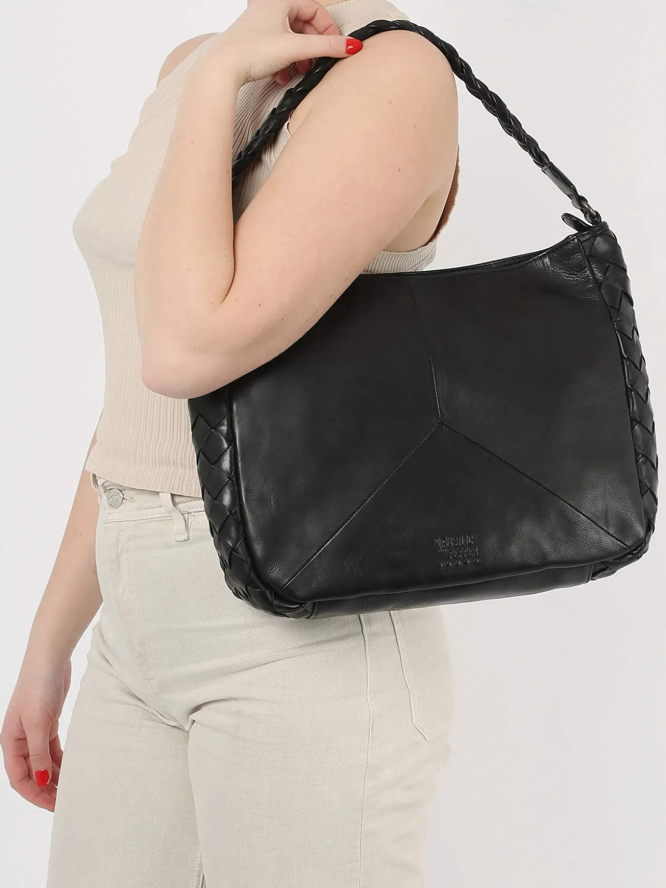 Sac porté épaule Obbo cuir BASILIC PEPPER