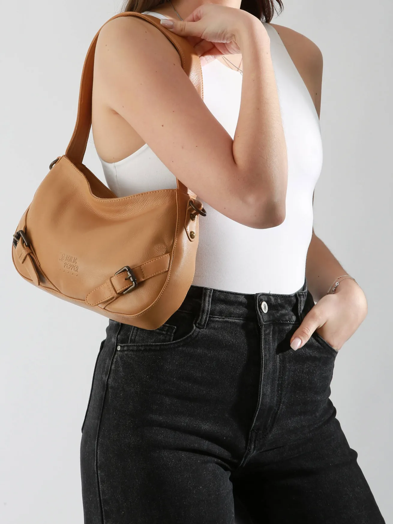 Sac porté épaule Strappy cuir BASILIC PEPPER