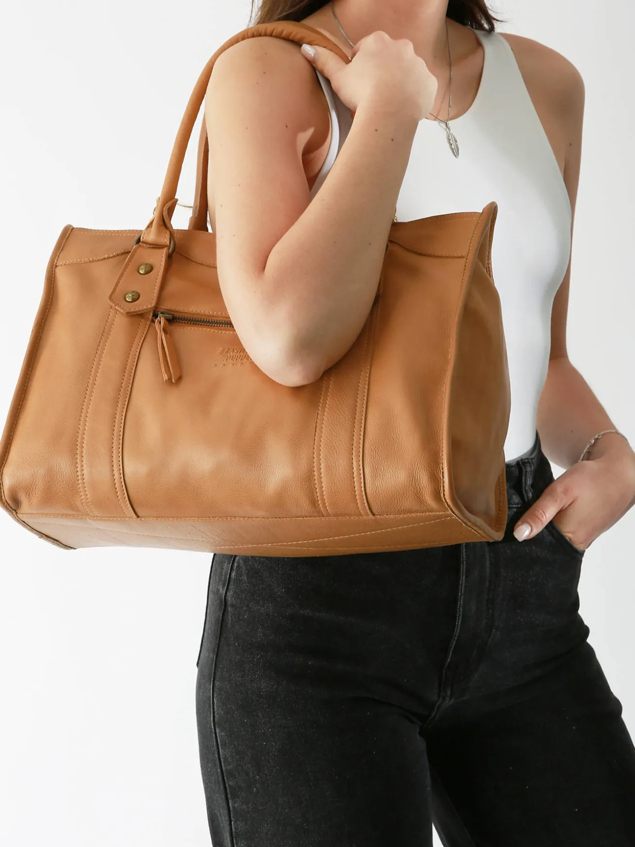 Sac Shopping Cow cuir BASILIC PEPPER