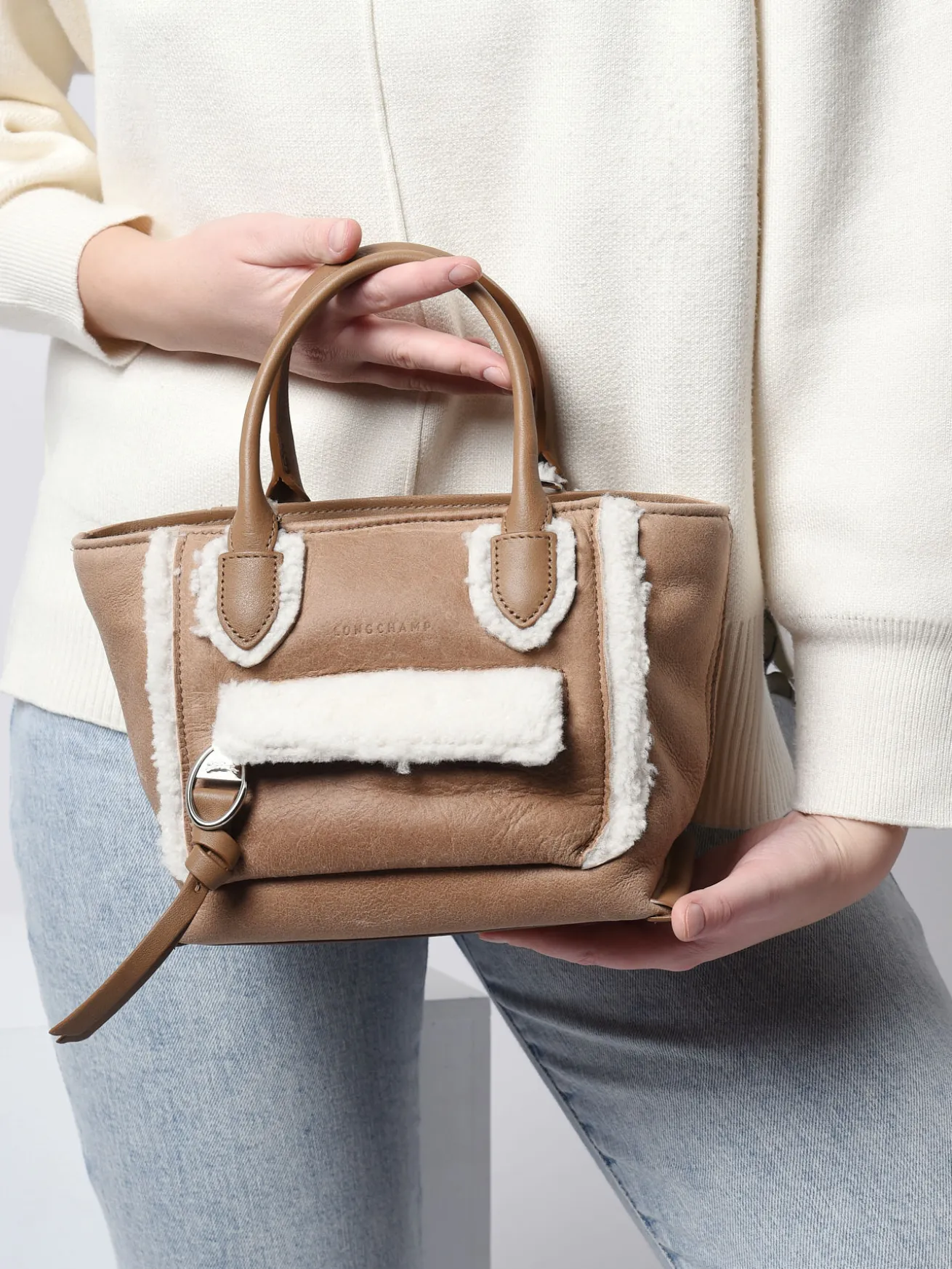 Sac trapèze Mailbox Shearling cuir LONGCHAMP