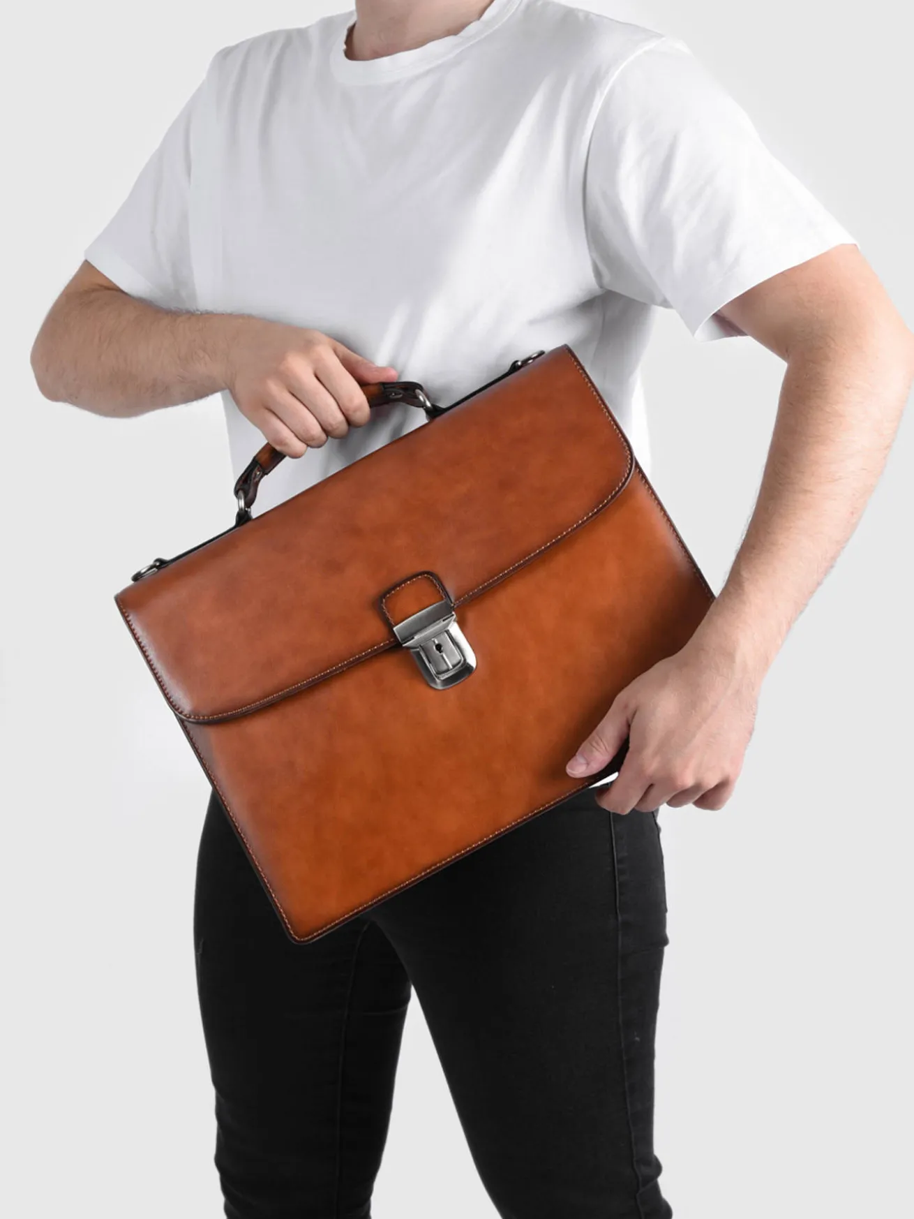Serviette Crosta 2 compartiments cuir ETRIER